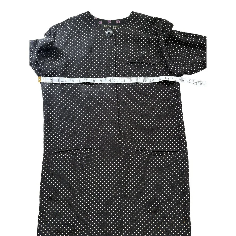 Vintage St. Gillian by Kay Unger Size 6 Dress Silk Shift Black White Polka Dot - Picture 6 of 7